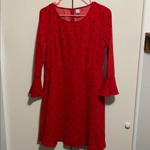 Old navy red polka dot bell sleeve dress size m